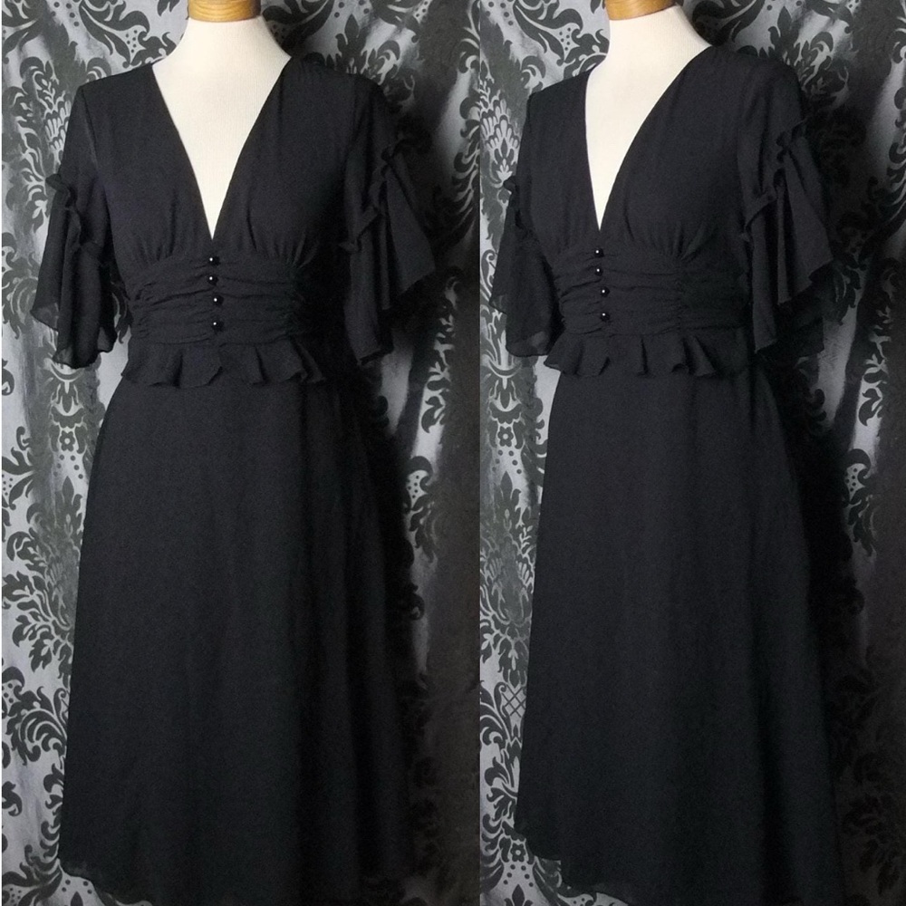 Elegant Black Ruffle Sleeve Dress